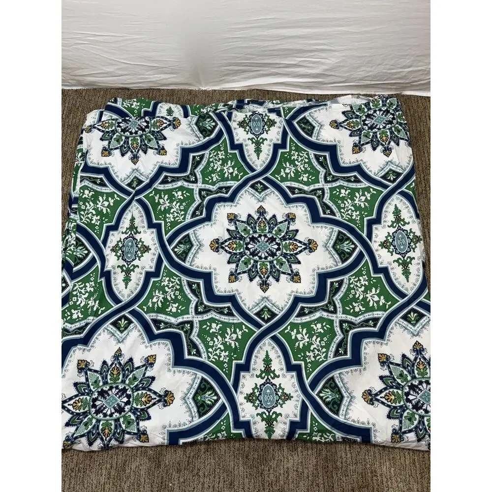 Pottery Barn Ashton Mosaic Tile Medallion Full/Queen Size Duvet Cover Set 2 Sham